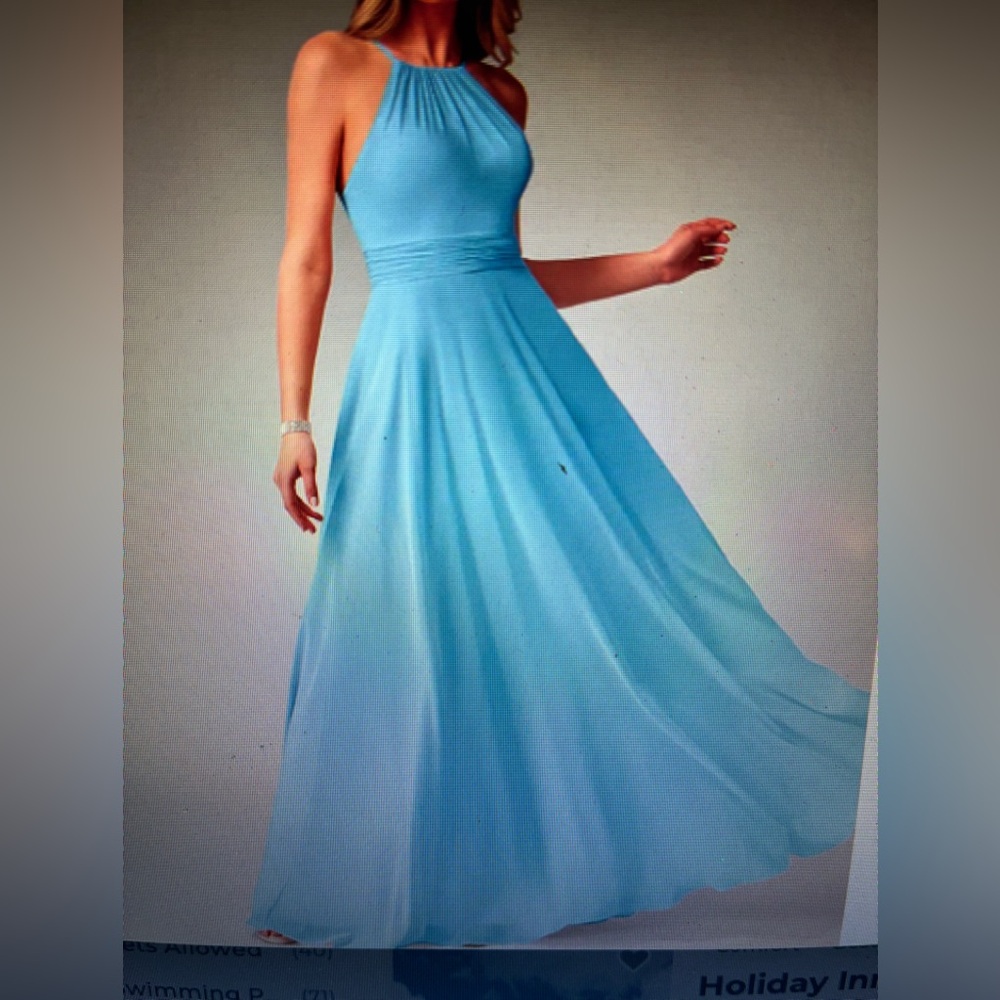 Azazie Sky-Blue Halter Maxi Dress
